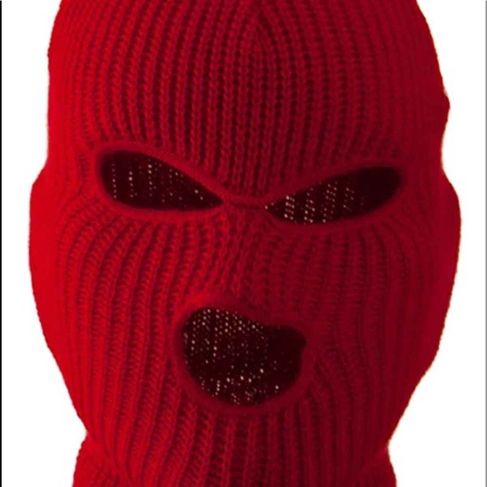 Cute bandit mask, red, knit material, kids size
